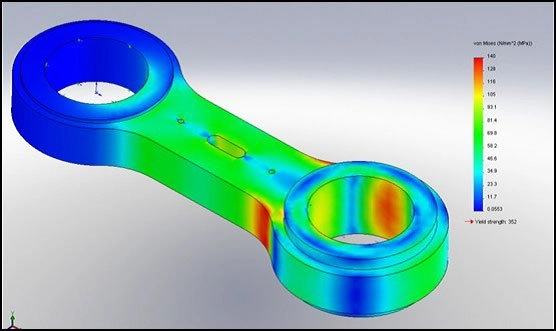 FEA stress-analysis render used to validate a rebuilt bearing component before machining